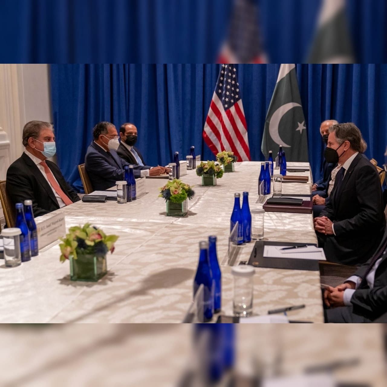 एंटोनी ब्लिंकन ने संयुक्त राष्ट्र महासभा के 76वें सत्र दौरान पाकिस्तानी विदेश मंत्री से मुलाकात की/ फोटो: ट्विटर