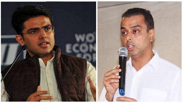 कांग्रेस नेता सचिन पायलट (बाएं) और मिलिंद देवड़ा की फाइल फोटो। | तस्वीरें: फेसबुक/ट्विटर @milinddeora