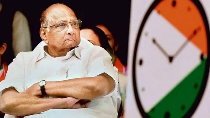 राकांपा के प्रमुख शरद पवार और उनकी पार्टी का चिन्ह | पीटीआई