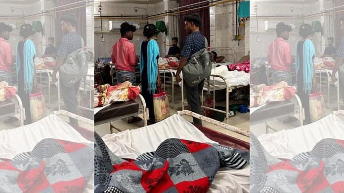 तुसी हेब्राम अपने पति गोपाल की तलाश में कटक के एससीबी मेडिकल कॉलेज और अस्पताल में एक वार्ड से दूसरे वार्ड में तलाश कर रही हैं | श्रेयशी डे/दिप्रिंट