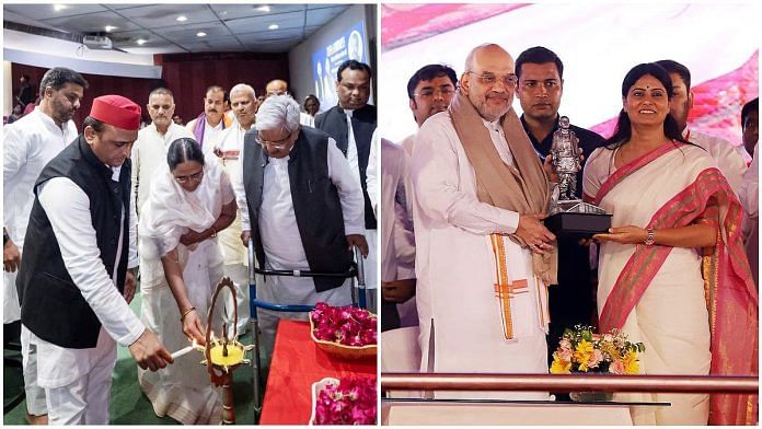 लखनऊ में अपना दल के संस्थापक और कुर्मी नेता सोनेलाल पटेल की 74वीं जयंती मनाने के लिए सपा और भाजपा पूरी ताकत से जुटीं | ट्विटर/@yadavakhilesh और @AnupriyaSPatel