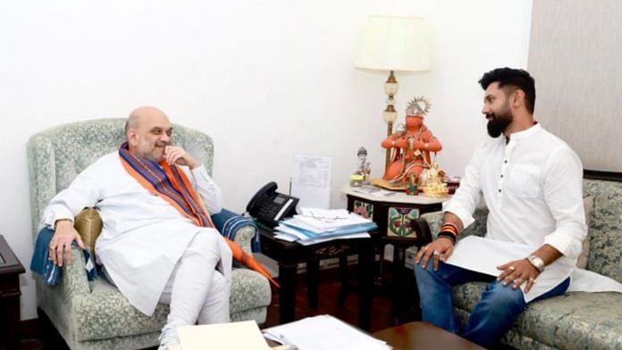 चिराग पासवान ने सोमवार को केंद्रीय गृह मंत्री अमित शाह से मुलाकात की थी | फोटो: ट्विटर/@iChiragPaswan