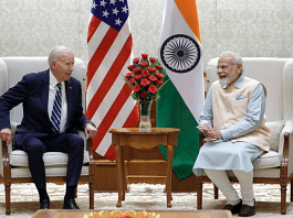 अमेरिका के राष्ट्रपति जो बाइडन और पीएम मोदी के बाच प्रधानमंत्री के आधिकारिक निवास पर द्विपक्षीय बातचीत के दौरान की तस्वीर | एक्स/@PMOIndia