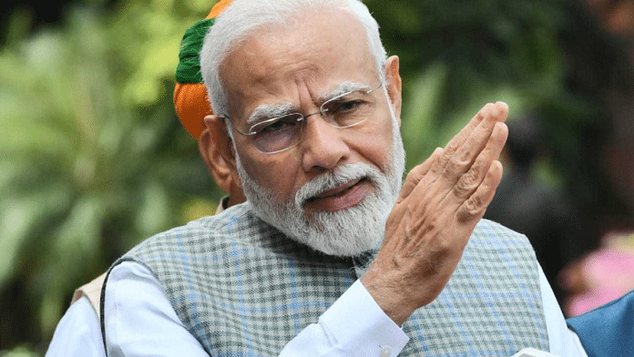 संसद के विशेष सत्र से पहले मीडिया को संबोधित करते हुए पीएम मोदी | फोटो: सूरज सिंह बिष्ट/दिप्रिंट