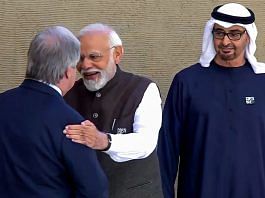 प्रधानमंत्री नरेंद्र मोदी ने दुबई में वार्षिक COP28 लीडरशिप पवेलियन के आयोजन स्थल पर संयुक्त अरब अमीरात के राष्ट्रपति शेख मोहम्मद बिन जायद अल नाहयान और संयुक्त राष्ट्र महासचिव एंटोनियो गुटेरेस से मुलाकात की | एएनआई
