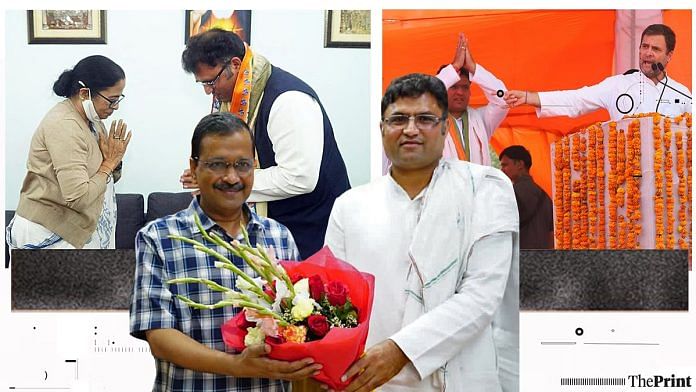 टीएमसी प्रमुख ममता बनर्जी, आप के अरविंद केजरीवाल और कांग्रेस नेता राहुल गांधी के साथ अशोक तंवर | दिप्रिंट/एएनआई