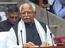 हरियाणा के मुख्यमंत्री मनोहर लाल खट्टर 23 फरवरी को चंडीगढ़ में राज्य विधान सभा में राज्य का बजट पेश करते हुए | एएनआई