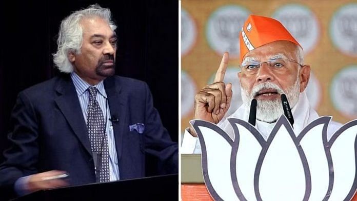 कांग्रेस नेता सैम पित्रोदा (बाएं) और पीएम नरेंद्र मोदी | फोटो: कॉमन्स/एएनआई