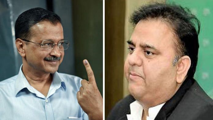 दिल्ली के मुख्यमंत्री अरविंद केजरीवाल और पाकिस्तान के पूर्व मंत्री फवाद चौधरी | फोटो: एएनआई