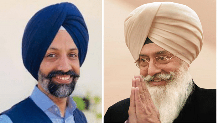 जसदीप सिंह गिल (बाएं) गुरिंदर सिंह ढिल्लों (दाएं) से डेरा राधा स्वामी सत्संग ब्यास के प्रमुख का पदभार संभालेंगे | फोटो: स्पेशल अरेंजमेंट और RSSB