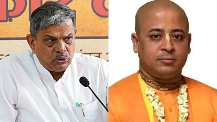 आरएसएस सरकार्यवाह दत्तात्रेय होसबाले और बांग्लादेश में गिरफ्तार किए गए पूर्व इस्कॉन नेता चिन्मय दास की फाइल तस्वीरें | एएनआई/स्पेशल अरेंजमेंट