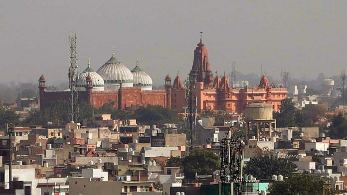 मथुरा में कृष्ण जन्मभूमि मंदिर परिसर और शाही ईदगाह मस्जिद | फोटो: एएनआई