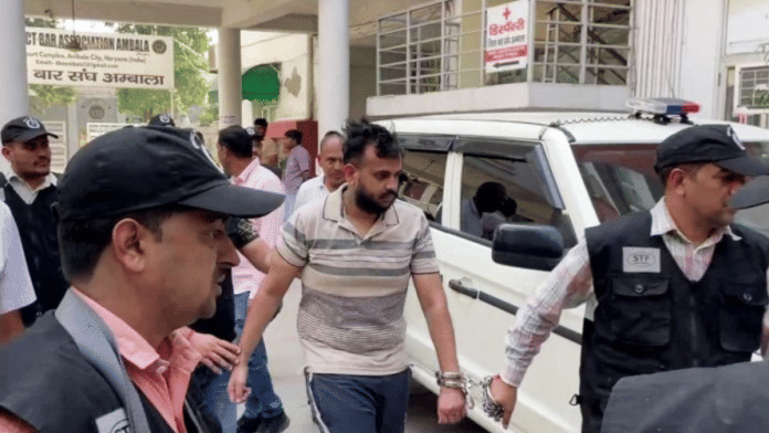 Haryana police's STF arrest gangster Lakhwinder Singh alias Lakha in Ambala on 26 October | ANI Haryana police's STF arrest gangster Lakhwinder Singh alias Lakha in Ambala on 26 October | ANI