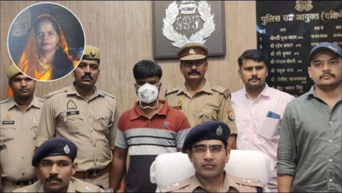 निखिल यादव को सोमवार को अपनी मां रेनू यादव (इंसर्ट में) की हत्या के मामले में गिरफ्तार किया गया | फोटो: स्पेशल अरेंजमेंट/दिप्रिंट