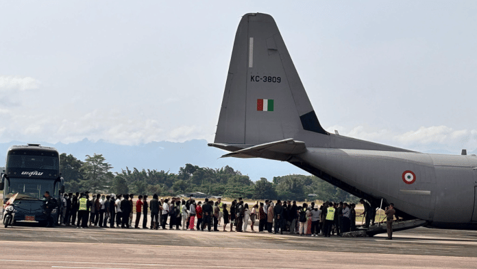 270 Indians who fled to Thailand after Myanmar’s military raided KK Park, cybercrime hub just outside Myawaddy in Myanmar, were brought back to India by IAF on 6 November. | X/@IndiainThailand